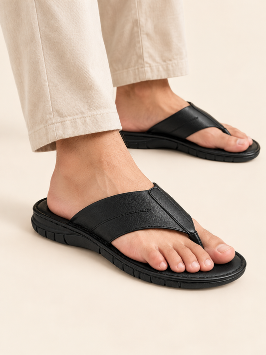 T-strap leather sandal