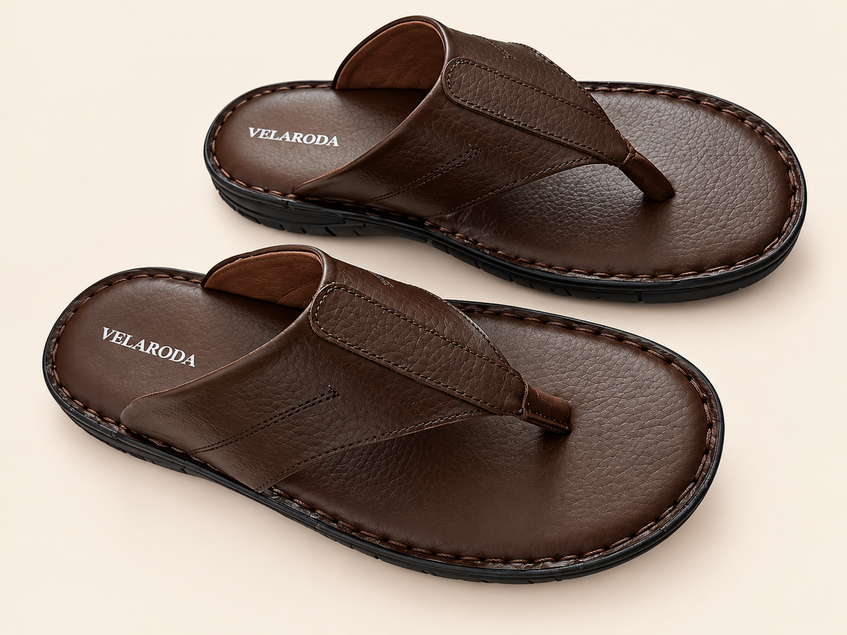T-strap leather sandal