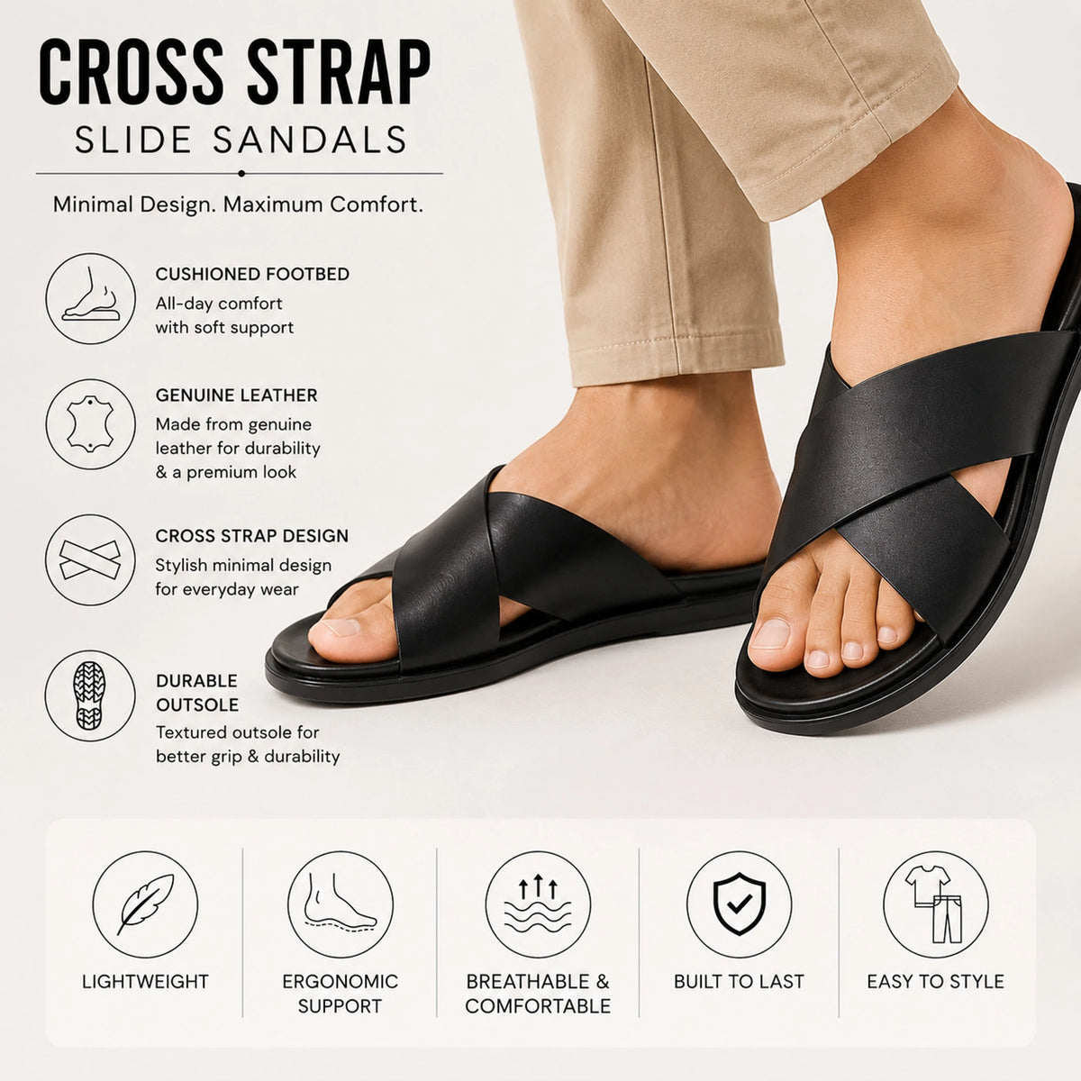 Cross-Strap leather Sandal