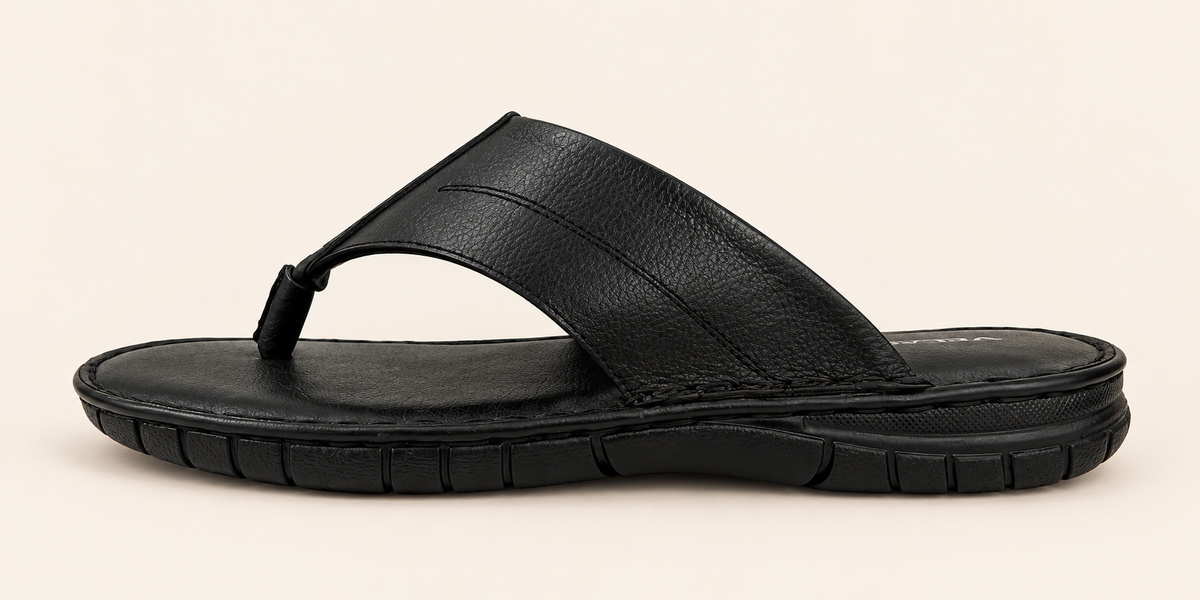 T-strap leather sandal