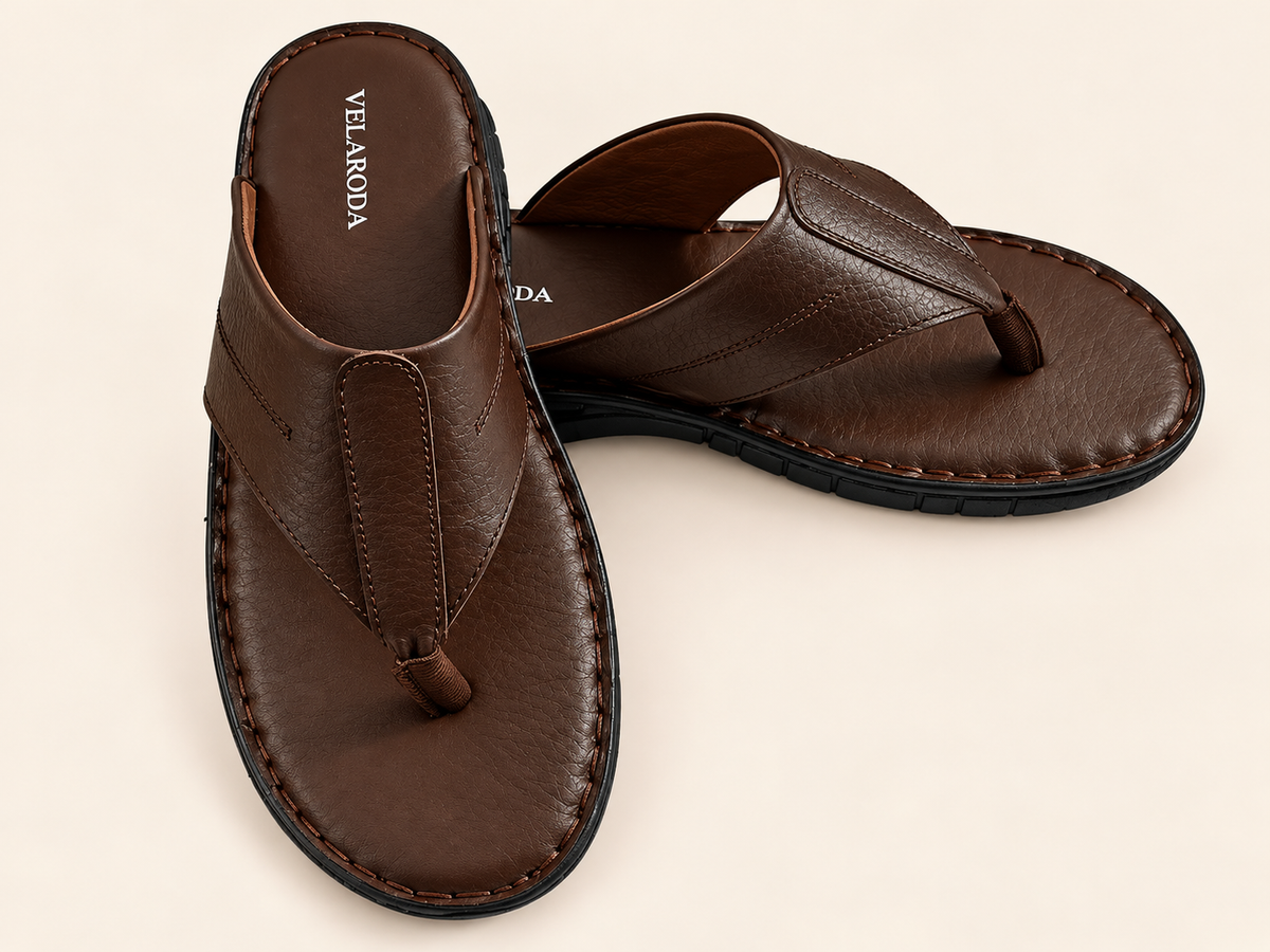 T-strap leather sandal